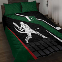Pakistan Cricket Quilt Bed Set Sporty Style with Flag Colors & Player Illustration