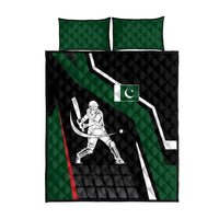Pakistan Cricket Quilt Bed Set Sporty Style with Flag Colors & Player Illustration