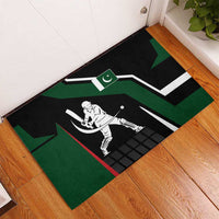 Pakistan Cricket Rubber Doormat Sporty Style with Flag Colors & Player Illustration