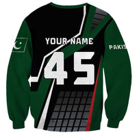 Pakistan Cricket Sweatshirt Sporty Style with Flag Colors & Player Illustration