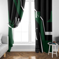 Pakistan Cricket Window Curtain Sporty Style with Flag Colors & Player Illustration
