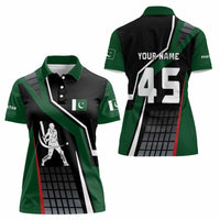 Pakistan Cricket Women Polo Shirt Sporty Style with Flag Colors & Player Illustration