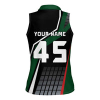 Pakistan Cricket Women Sleeveless Polo Shirt Sporty Style with Flag Colors & Player Illustration