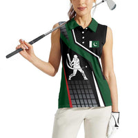 Pakistan Cricket Women Sleeveless Polo Shirt Sporty Style with Flag Colors & Player Illustration