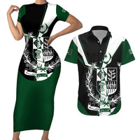Pakistan Emblem Couples Matching Short Sleeve Bodycon Dress and Hawaiian Shirt Eagle-Shaped Design with National Symbol