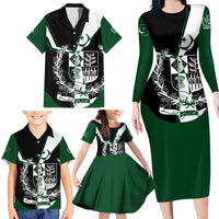 Pakistan Emblem Family Matching Long Sleeve Bodycon Dress and Hawaiian Shirt Eagle-Shaped Design with National Symbol