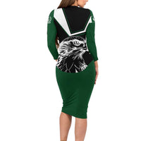 Pakistan Emblem Family Matching Long Sleeve Bodycon Dress and Hawaiian Shirt Eagle-Shaped Design with National Symbol