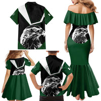 Pakistan Emblem Family Matching Mermaid Dress and Hawaiian Shirt Eagle-Shaped Design with National Symbol