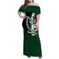 Pakistan Emblem Family Matching Off Shoulder Maxi Dress and Hawaiian Shirt Eagle-Shaped Design with National Symbol