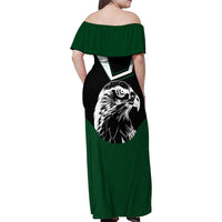 Pakistan Emblem Family Matching Off Shoulder Maxi Dress and Hawaiian Shirt Eagle-Shaped Design with National Symbol