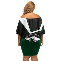 Pakistan Emblem Family Matching Off Shoulder Short Dress and Hawaiian Shirt Eagle-Shaped Design with National Symbol