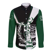 Pakistan Emblem Long Sleeve Button Shirt Eagle-Shaped Design with National Symbol