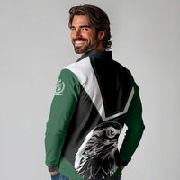 Pakistan Emblem Long Sleeve Polo Shirt Eagle-Shaped Design with National Symbol