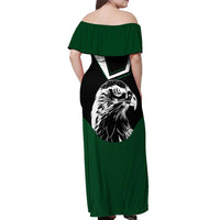 Pakistan Emblem Off Shoulder Maxi Dress Eagle-Shaped Design with National Symbol