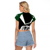 Pakistan Emblem Raglan Cropped T Shirt Eagle-Shaped Design with National Symbol