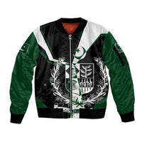 Pakistan Emblem Sleeve Zip Bomber Jacket Eagle-Shaped Design with National Symbol