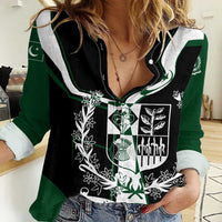 Pakistan Emblem Women Casual Shirt Eagle-Shaped Design with National Symbol