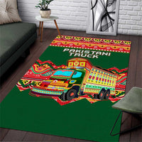 Pakistan Truck Art Area Rug National Emblem & Traditional Patterns