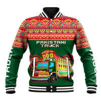 Pakistan Truck Art Baseball Jacket National Emblem & Traditional Patterns