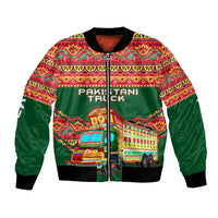 Pakistan Truck Art Bomber Jacket National Emblem & Traditional Patterns