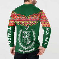 Pakistan Truck Art Button Sweatshirt National Emblem & Traditional Patterns