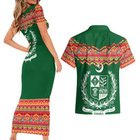 Pakistan Truck Art Couples Matching Short Sleeve Bodycon Dress and Hawaiian Shirt National Emblem & Traditional Patterns