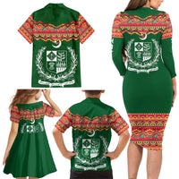 Pakistan Truck Art Family Matching Long Sleeve Bodycon Dress and Hawaiian Shirt National Emblem & Traditional Patterns