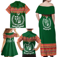 Pakistan Truck Art Family Matching Off Shoulder Maxi Dress and Hawaiian Shirt National Emblem & Traditional Patterns