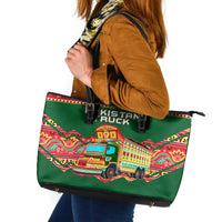 Pakistan Truck Art Leather Tote Bag National Emblem & Traditional Patterns