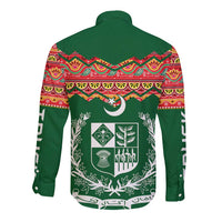 Pakistan Truck Art Long Sleeve Button Shirt National Emblem & Traditional Patterns