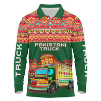 Pakistan Truck Art Long Sleeve Polo Shirt National Emblem & Traditional Patterns