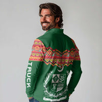 Pakistan Truck Art Long Sleeve Polo Shirt National Emblem & Traditional Patterns