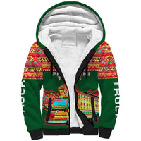 Pakistan Truck Art Sherpa Hoodie National Emblem & Traditional Patterns
