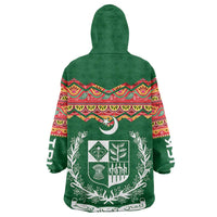 Pakistan Truck Art Wearable Blanket Hoodie National Emblem & Traditional Patterns