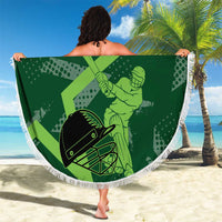 Pakistan Cricket Beach Blanket Sporty Style with Flag Stars & Player Illustration