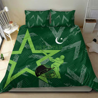 Pakistan Cricket Bedding Set Sporty Style with Flag Stars & Player Illustration