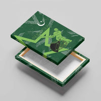 Pakistan Cricket Canvas Wall Art Sporty Style with Flag Stars & Player Illustration