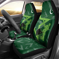 Pakistan Cricket Car Seat Cover Sporty Style with Flag Stars & Player Illustration