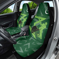 Pakistan Cricket Car Seat Cover Sporty Style with Flag Stars & Player Illustration