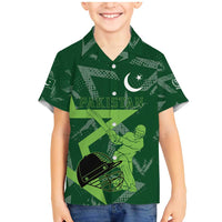 Pakistan Cricket Family Matching Mermaid Dress and Hawaiian Shirt Sporty Style with Flag Stars & Player Illustration