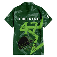 Pakistan Cricket Family Matching Off The Shoulder Long Sleeve Dress and Hawaiian Shirt Sporty Style with Flag Stars & Player Illustration