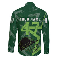 Pakistan Cricket Family Matching Off The Shoulder Long Sleeve Dress and Hawaiian Shirt Sporty Style with Flag Stars & Player Illustration