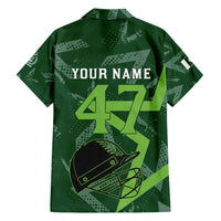 Pakistan Cricket Family Matching Off Shoulder Short Dress and Hawaiian Shirt Sporty Style with Flag Stars & Player Illustration