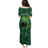Pakistan Cricket Family Matching Puletasi and Hawaiian Shirt Sporty Style with Flag Stars & Player Illustration
