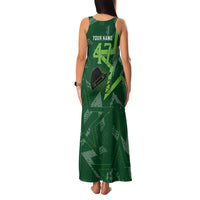 Pakistan Cricket Family Matching Tank Maxi Dress and Hawaiian Shirt Sporty Style with Flag Stars & Player Illustration