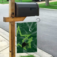 Pakistan Cricket Garden Flag Sporty Style with Flag Stars & Player Illustration