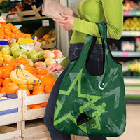 Pakistan Cricket Grocery Bag Sporty Style with Flag Stars & Player Illustration