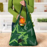 Pakistan Cricket Grocery Bag Sporty Style with Flag Stars & Player Illustration