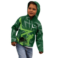 Pakistan Cricket Kid Hoodie Sporty Style with Flag Stars & Player Illustration