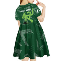 Pakistan Cricket Kid Short Sleeve Dress Sporty Style with Flag Stars & Player Illustration